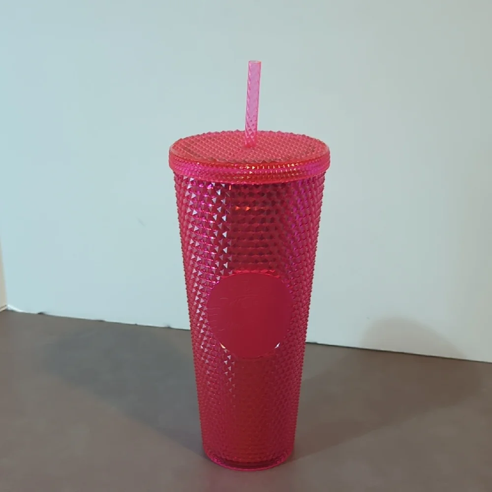 2019 Starbucks Iridescent Hot Pink Studded Venti 24 Ounce Tumbler Holiday New